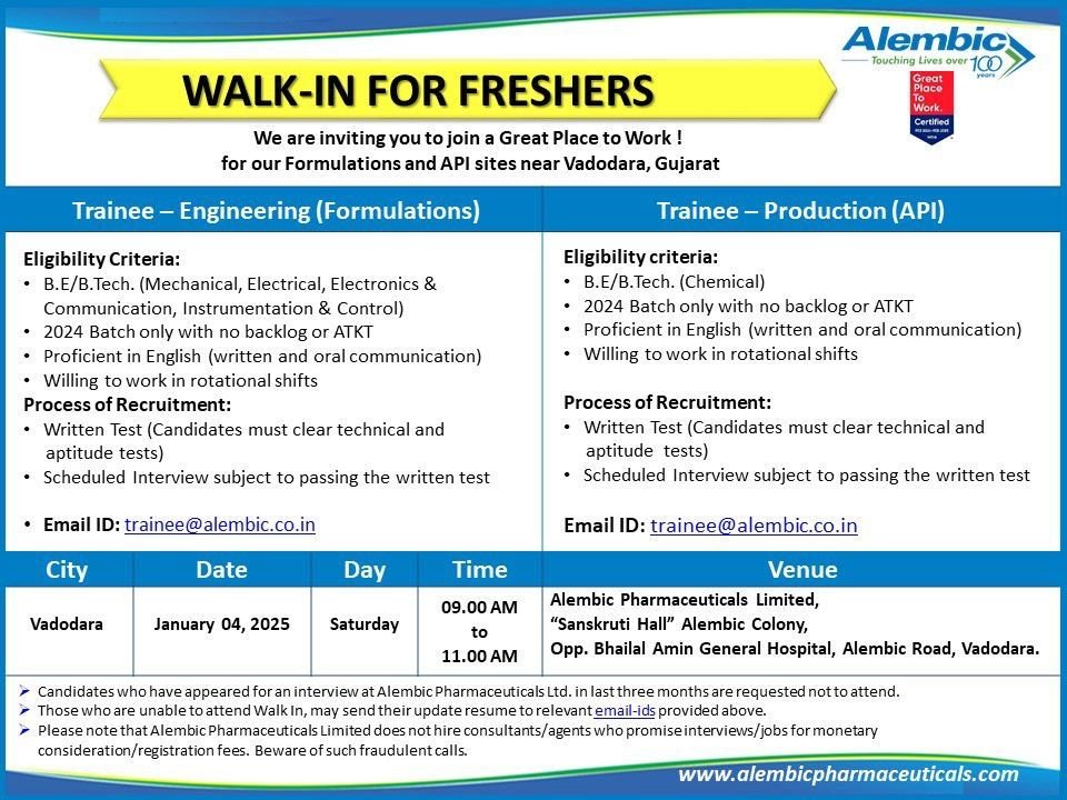 Walk-In for Freshers