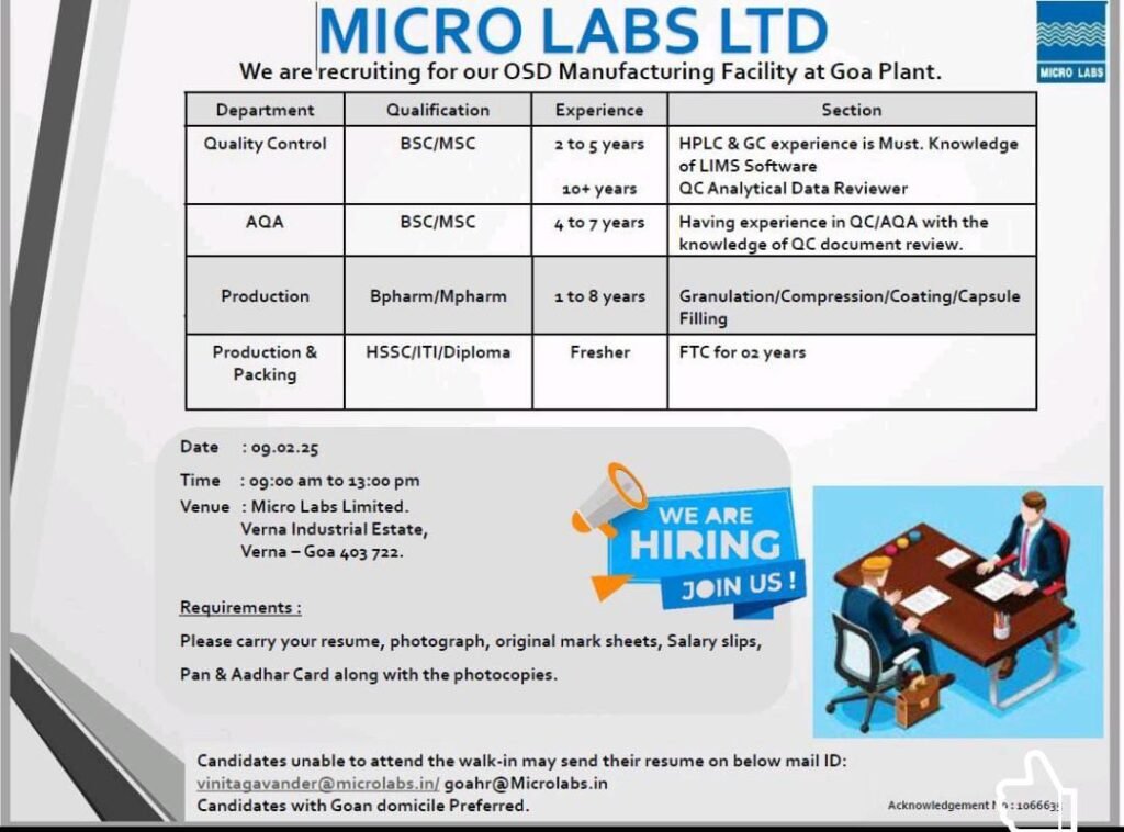 Micro Labs LTD: Walk-In Drive
