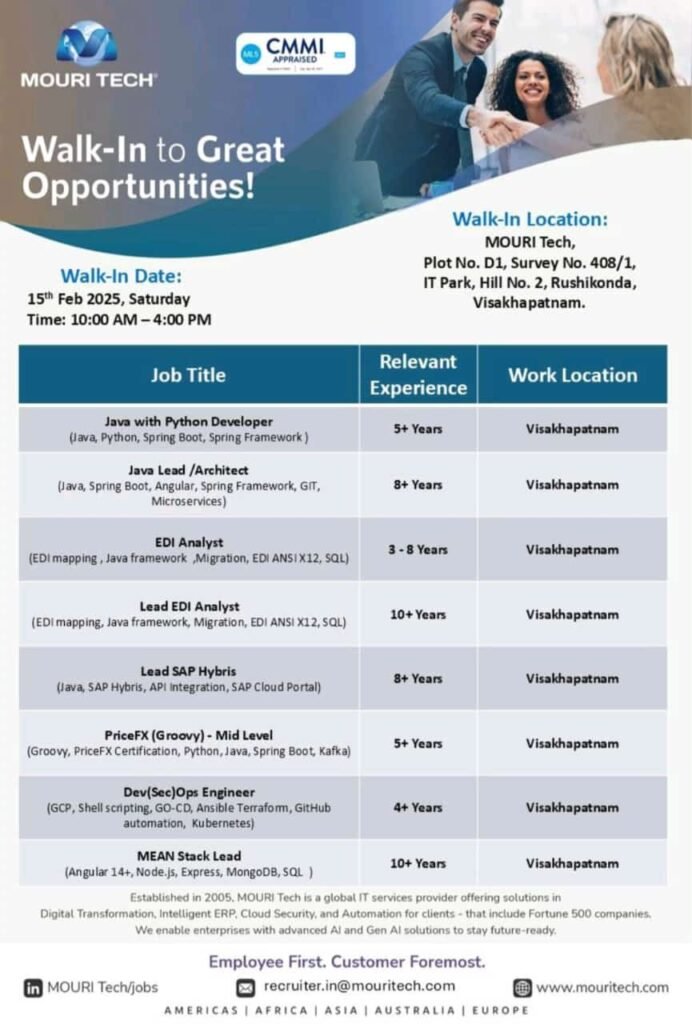 MOURI TECH Walk-in Interview
