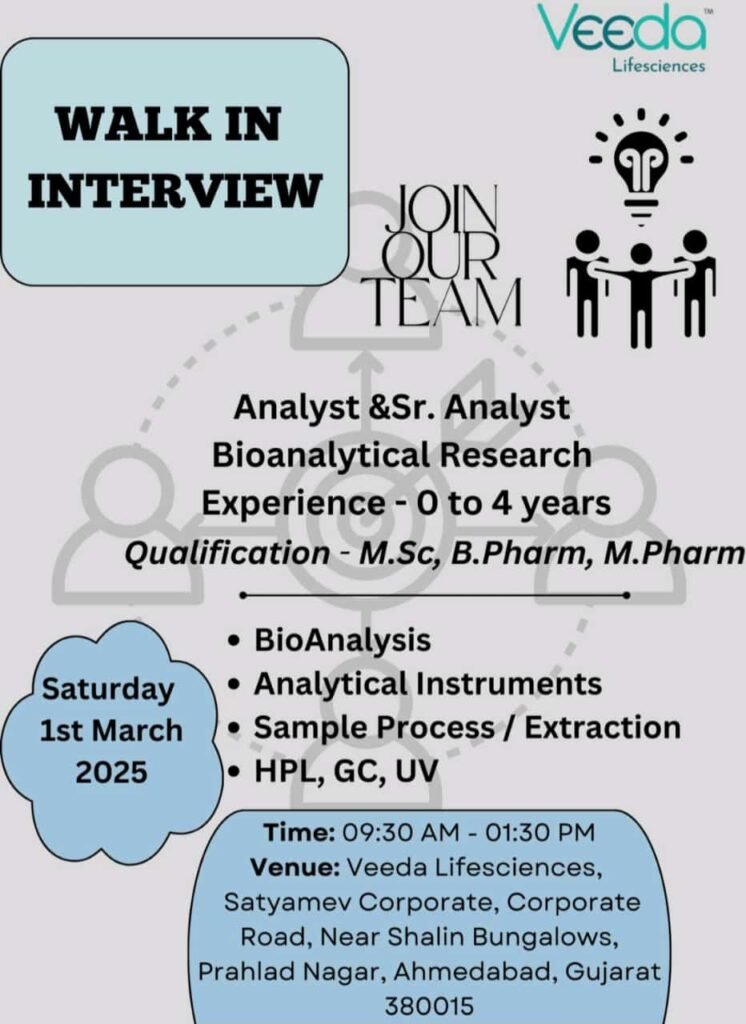 Veeda Lifesciences walk in Veeda Lifesciences walk in