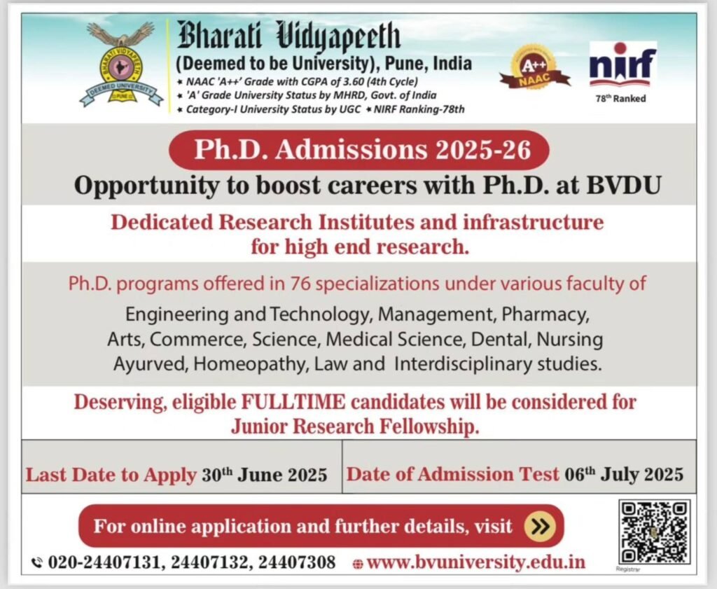 Bharati Vidyapeeth Ph.D. Admission