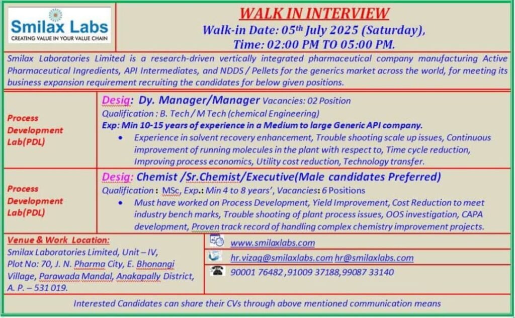 Smilax Labs Walk-In Interview