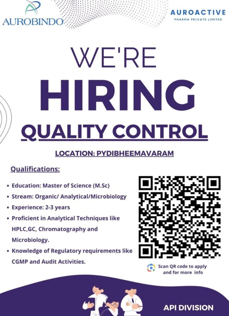 Quality Control Pharma Jobs in Pydibhheemavaram Quality Control Pharma Jobs in Pydibhheemavaram