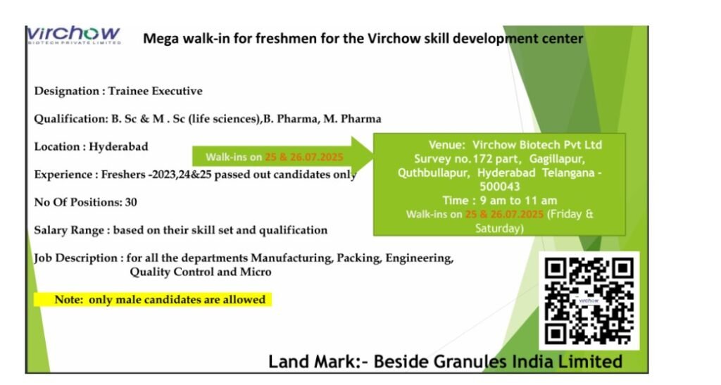  Walk-In Drive for Freshers