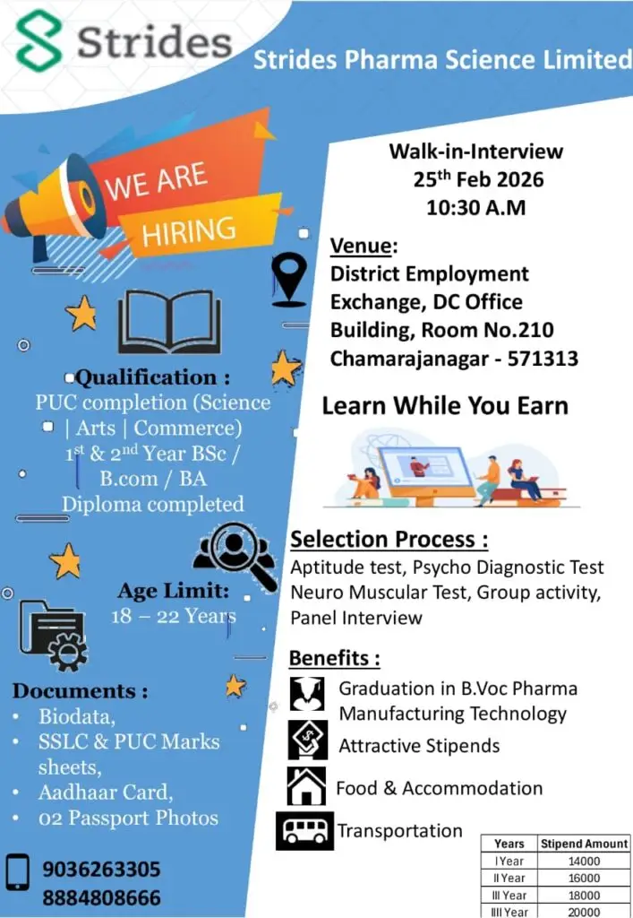 Strides Pharma Walk-in Interview